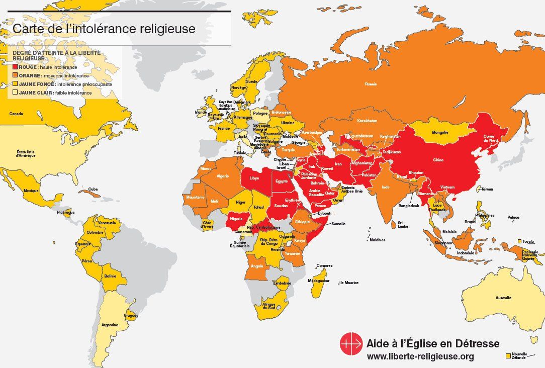 Carte de l'intolérance religieuse
